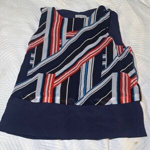 1. State Navy, Red and Cream Striped Blouse